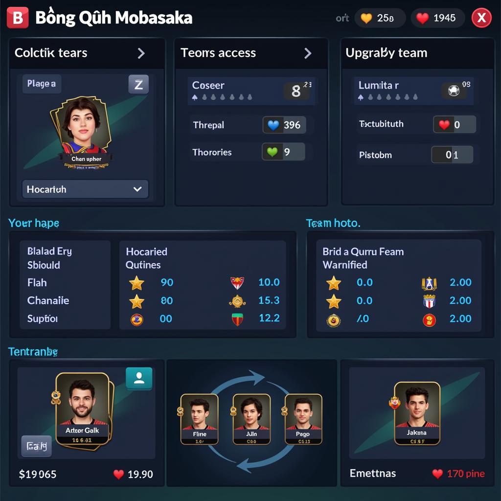 Bóng Đá Mobasaka team management interface