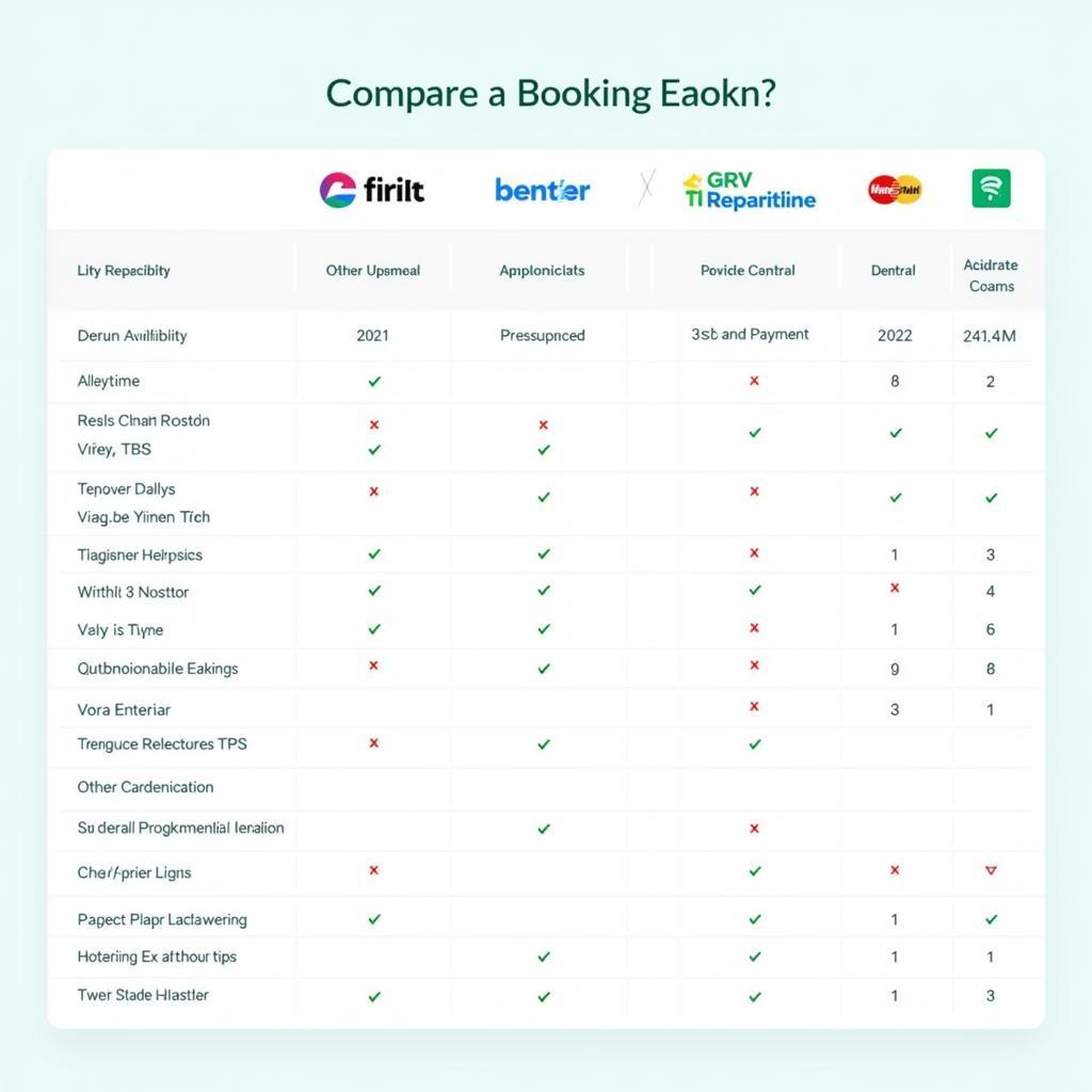 Comparison of Booking APK Features