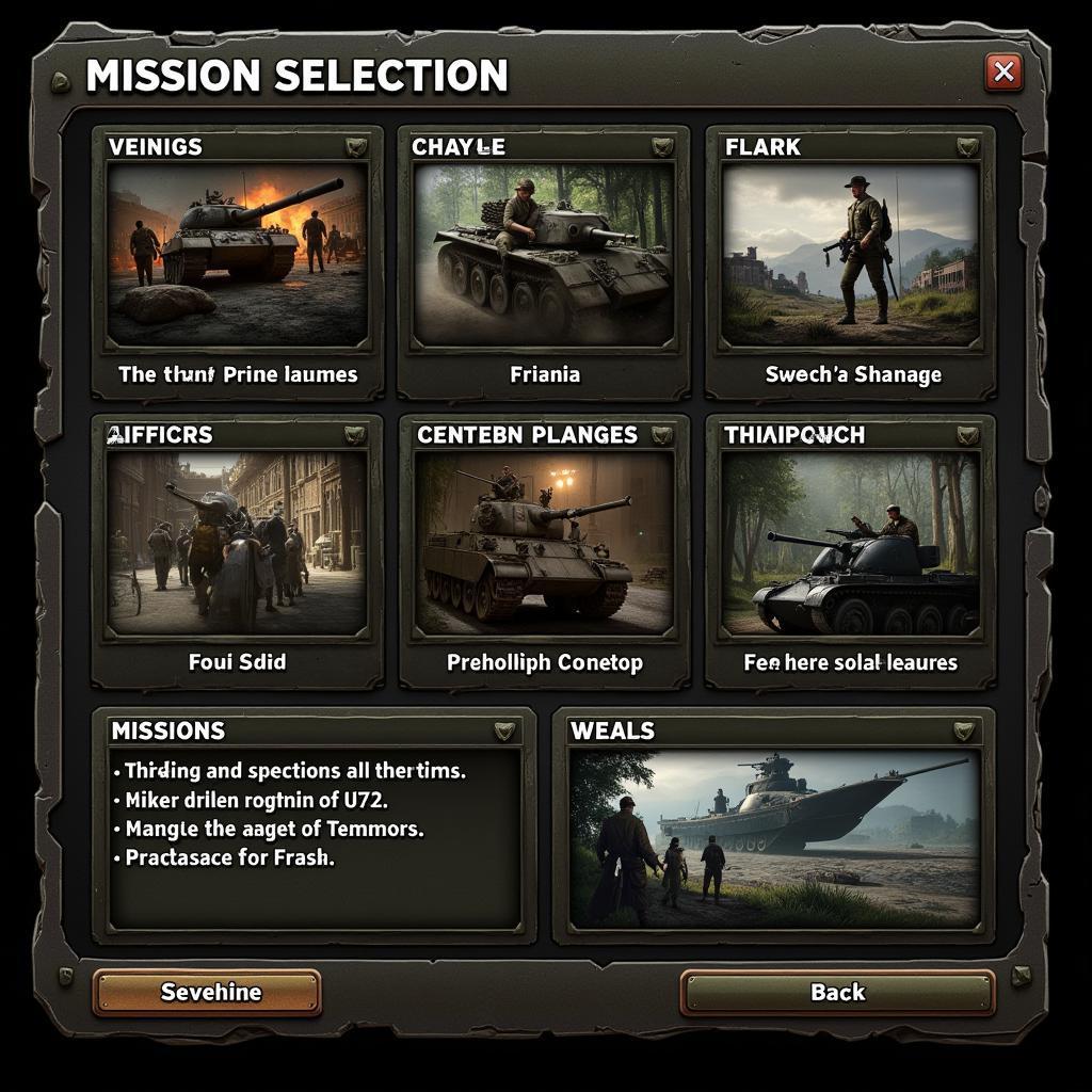 Brothers in Arms 3 Mod APK Mission Selection Screen