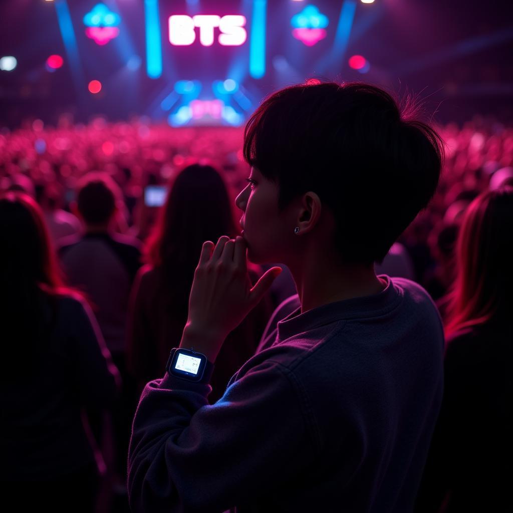 BTS Fan Using Smart Watch at Concert