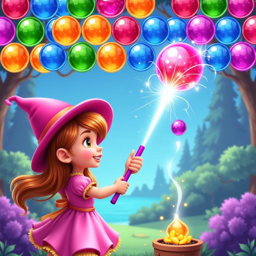 Gameplay screenshot showing Stella shooting bubbles