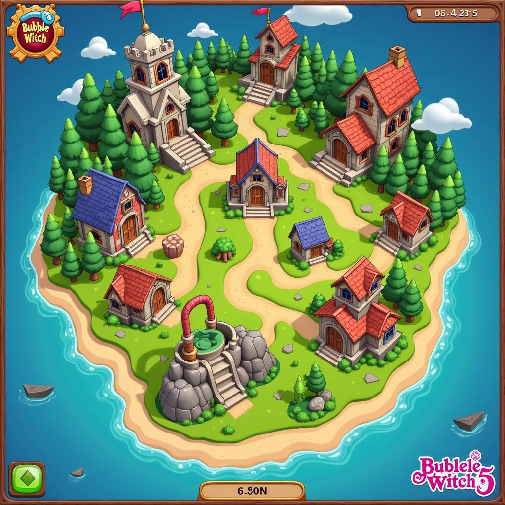 Bubble Witch Saga 3 level map with different areas