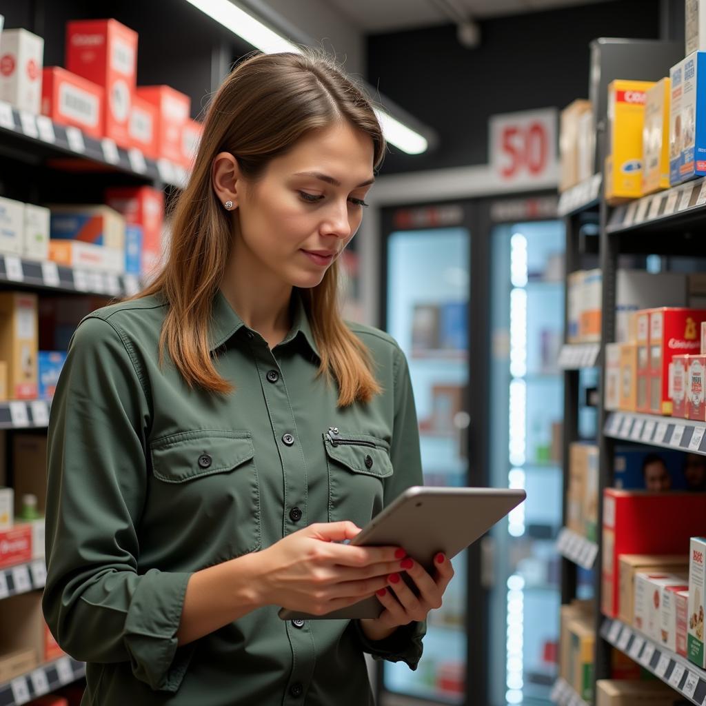 Business Owner Scanning Inventory