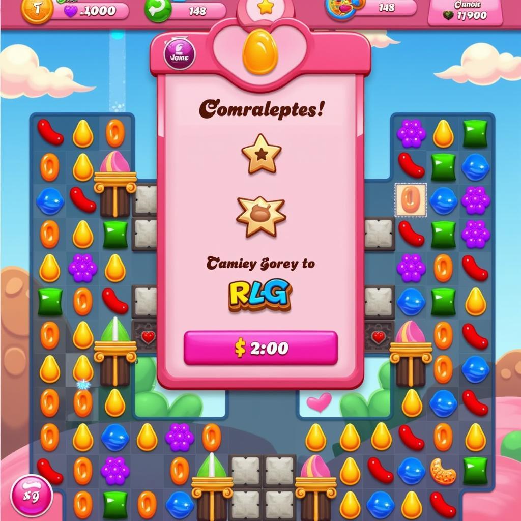 Candy Crush Saga Mod APK Level Complete Screen