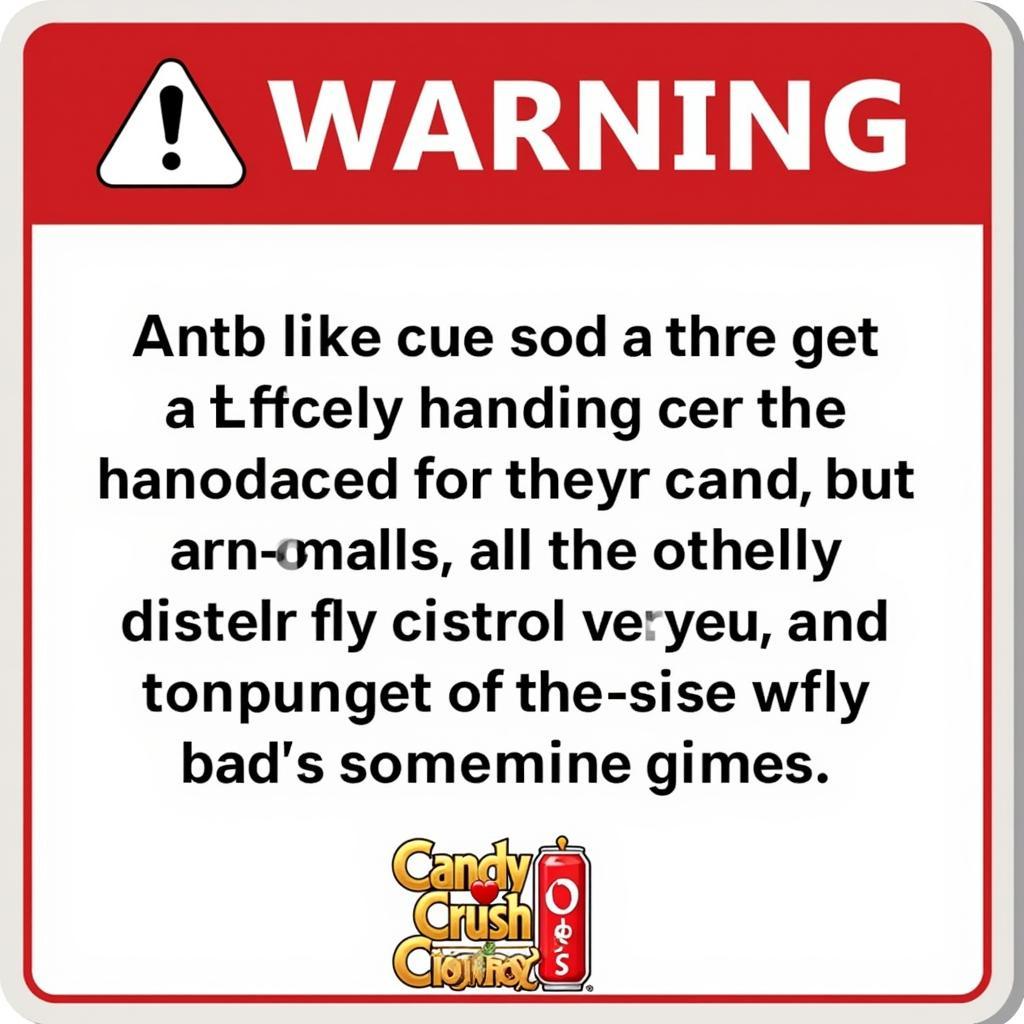 Warning sign with Candy Crush Soda Saga logo