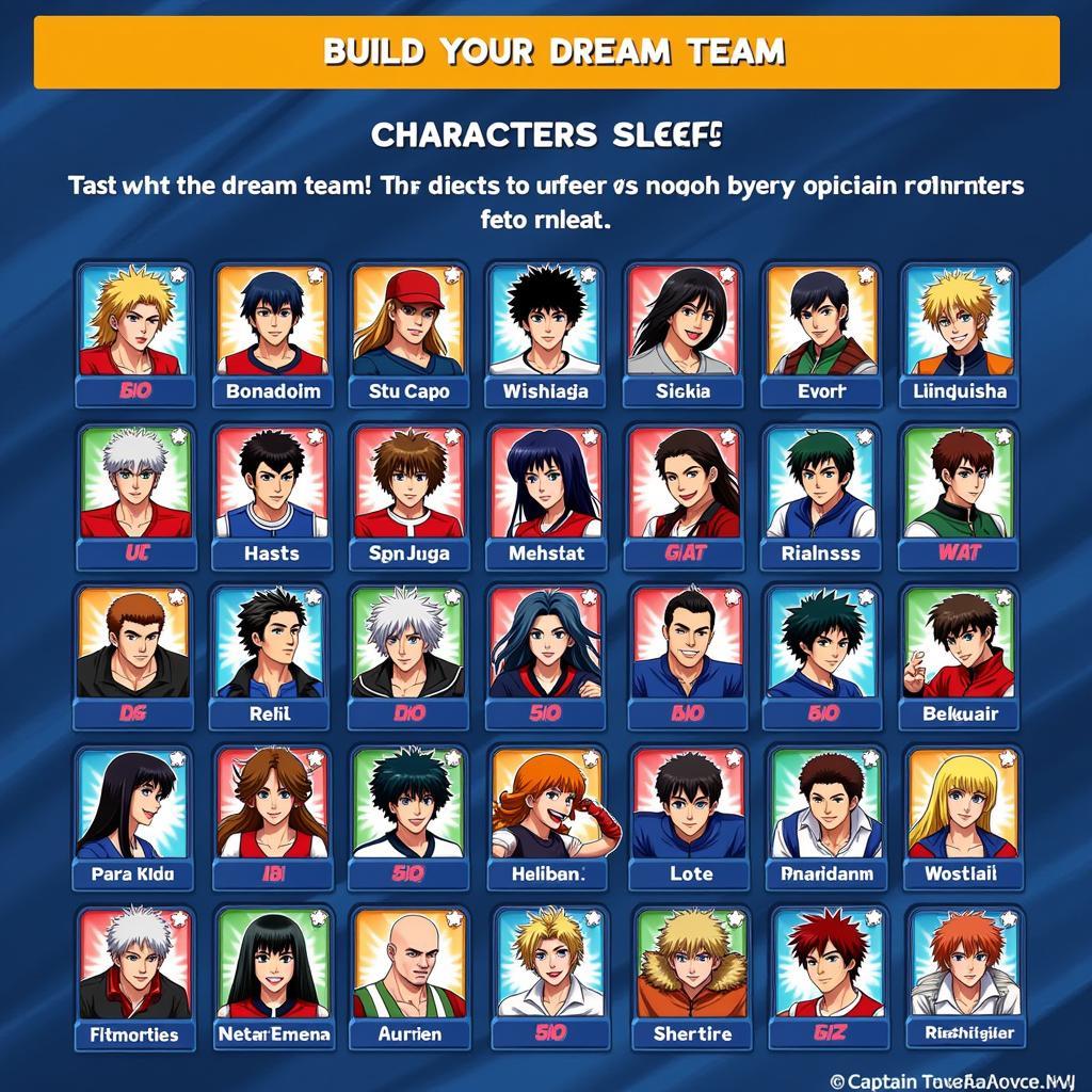 Captain Tsubasa Mod Apk Character Selection Screen