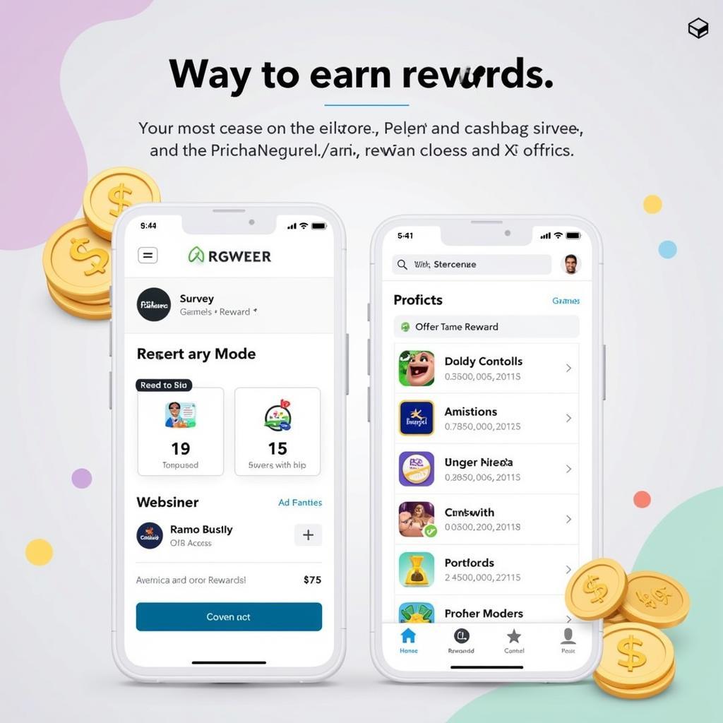 Cashbag app interface with various earning options and reward categories