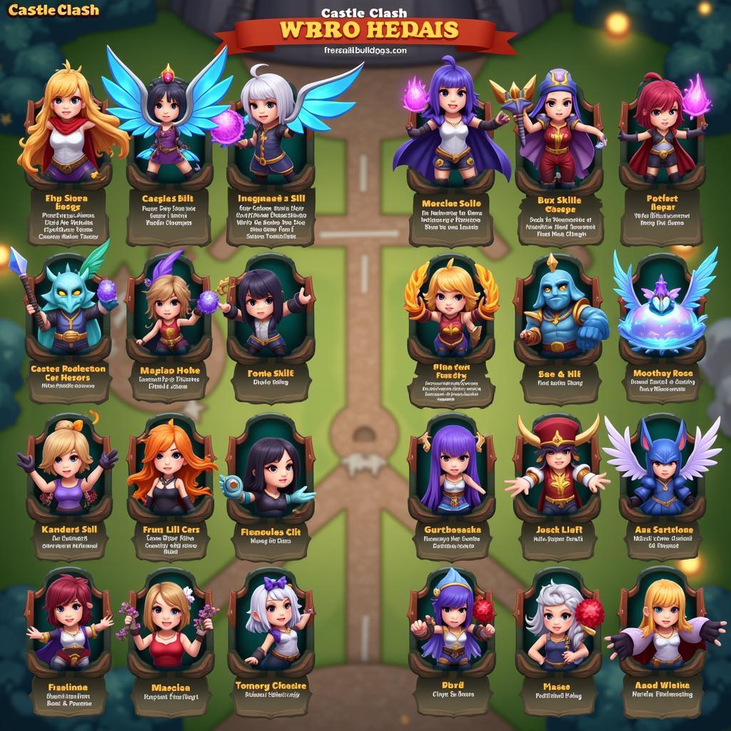 Castle Clash Hero Roster