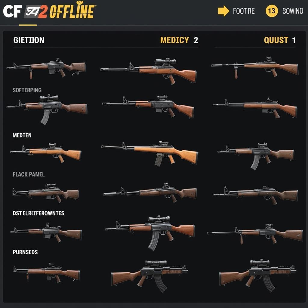 Weapon selection screen from CF Offline APK 2