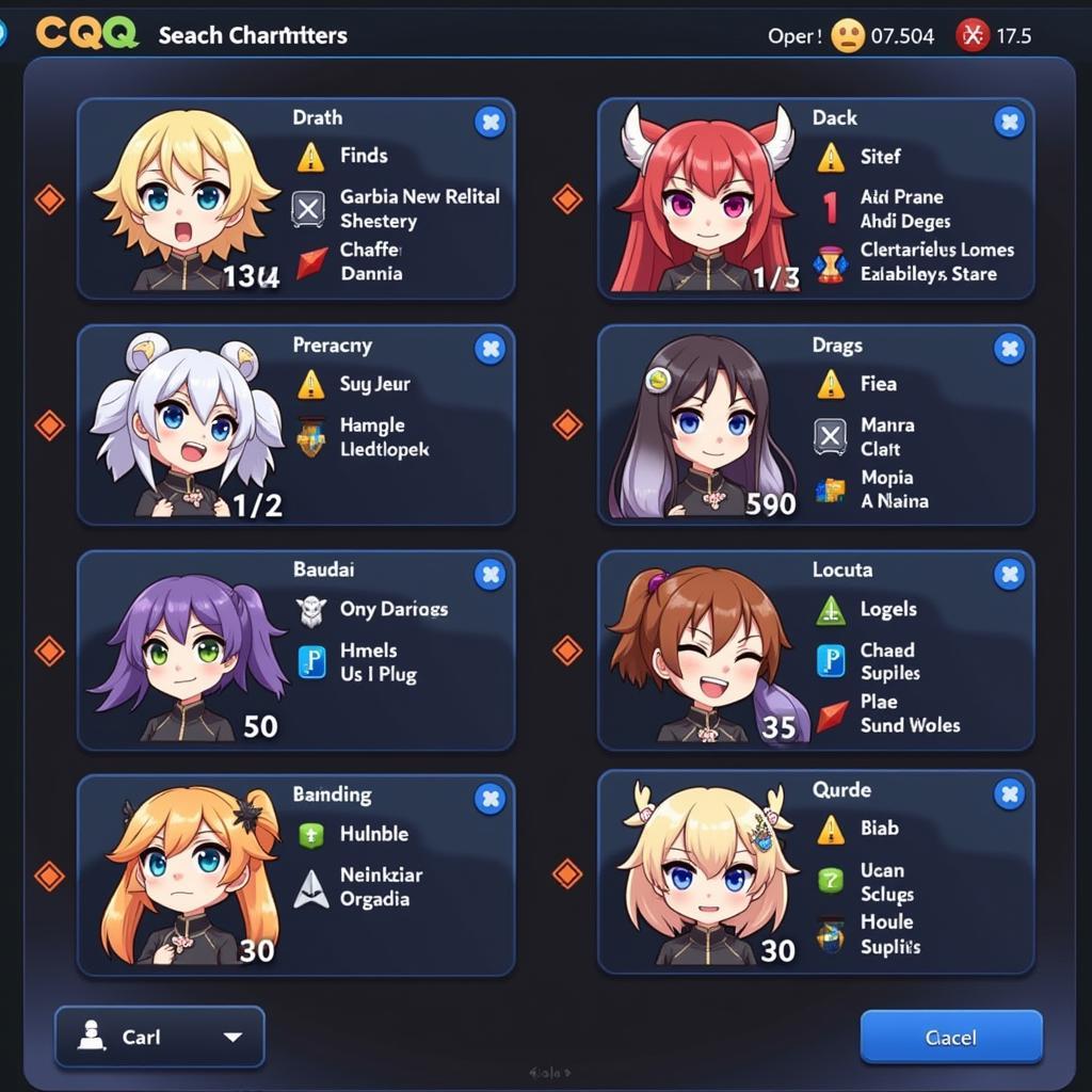 CFQQ APK Character Selection Screen