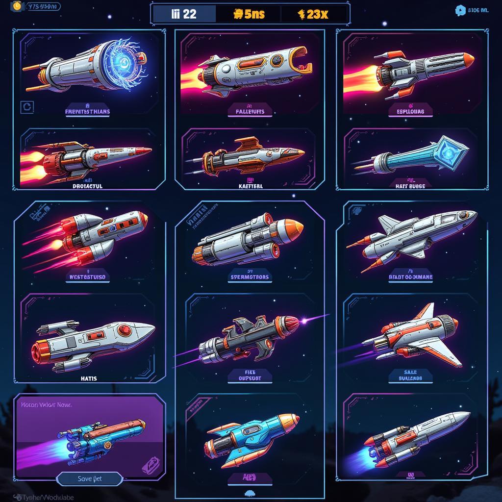 Spaceship Selection Screen