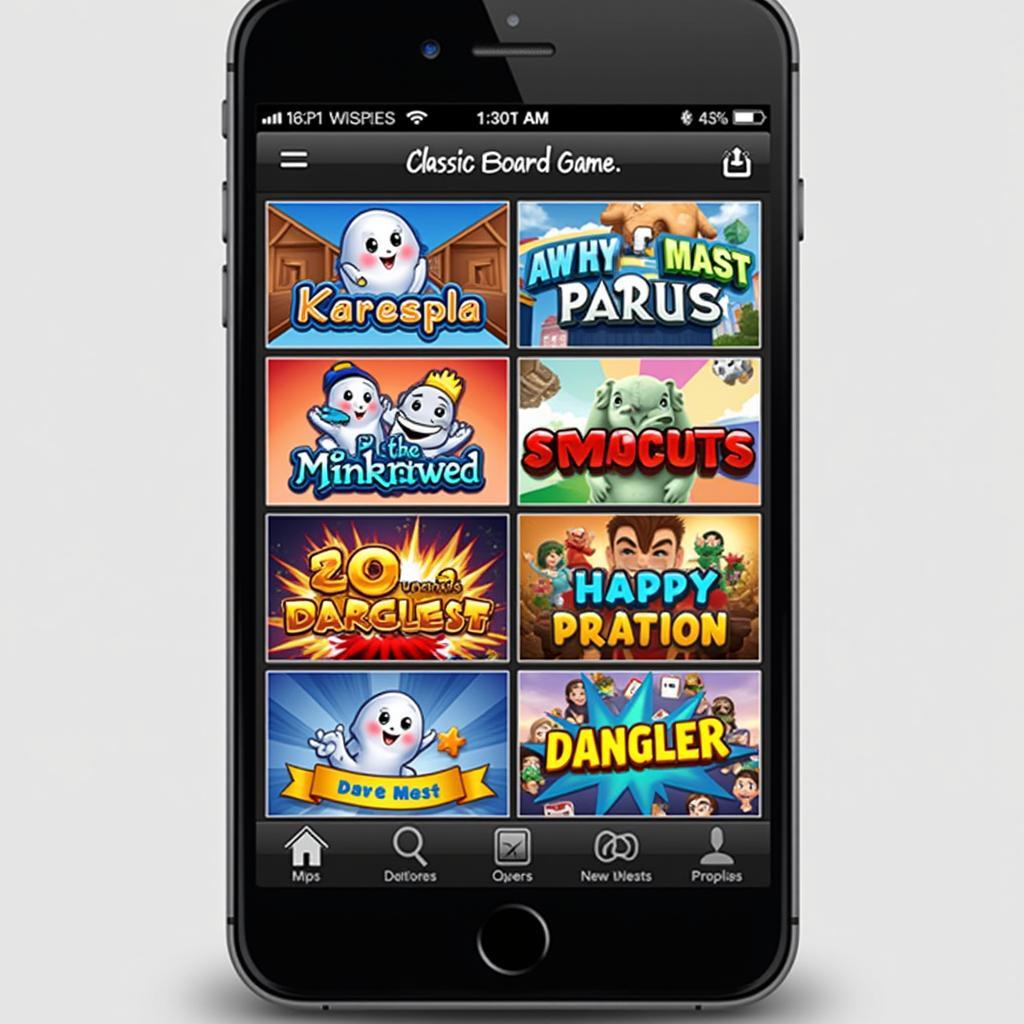 Classic board game apps displayed on a mobile phone screen