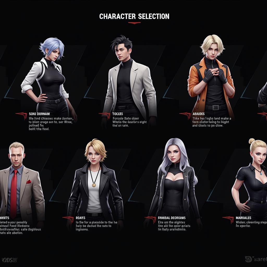 Closers Mobile Character Select Screen