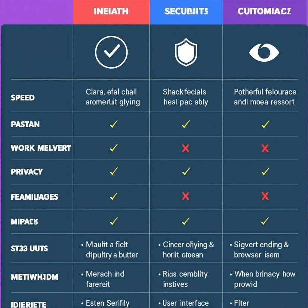 Comparison Table of Different Browser APK Features