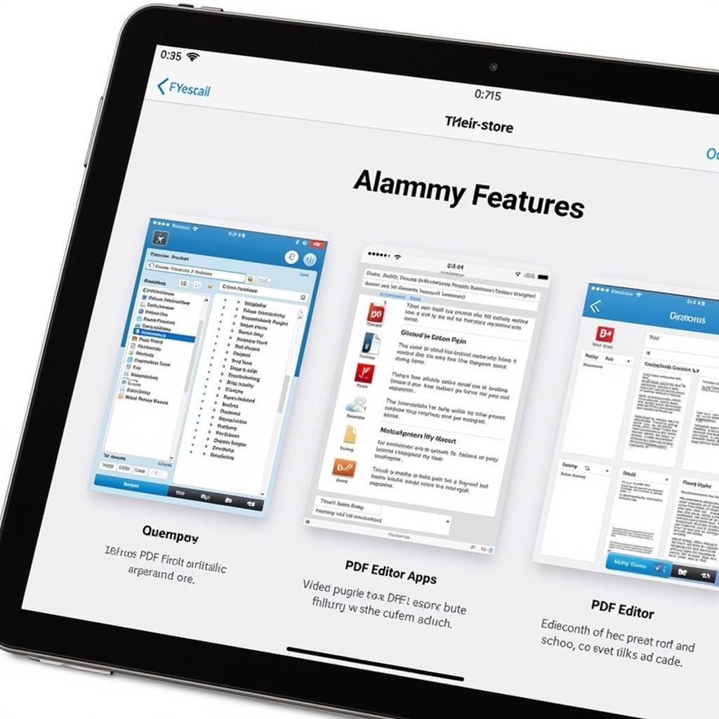 Comparing different PDF editor apps on a tablet