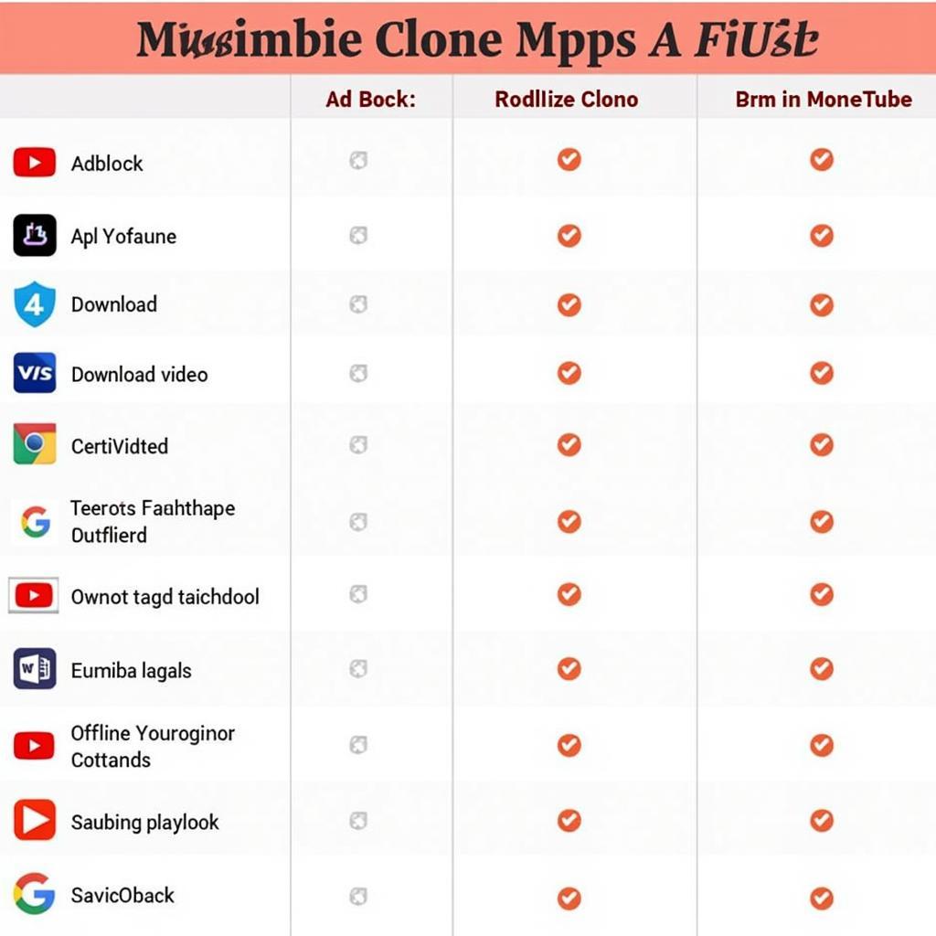 Comparison Table of Youtube Clone Features