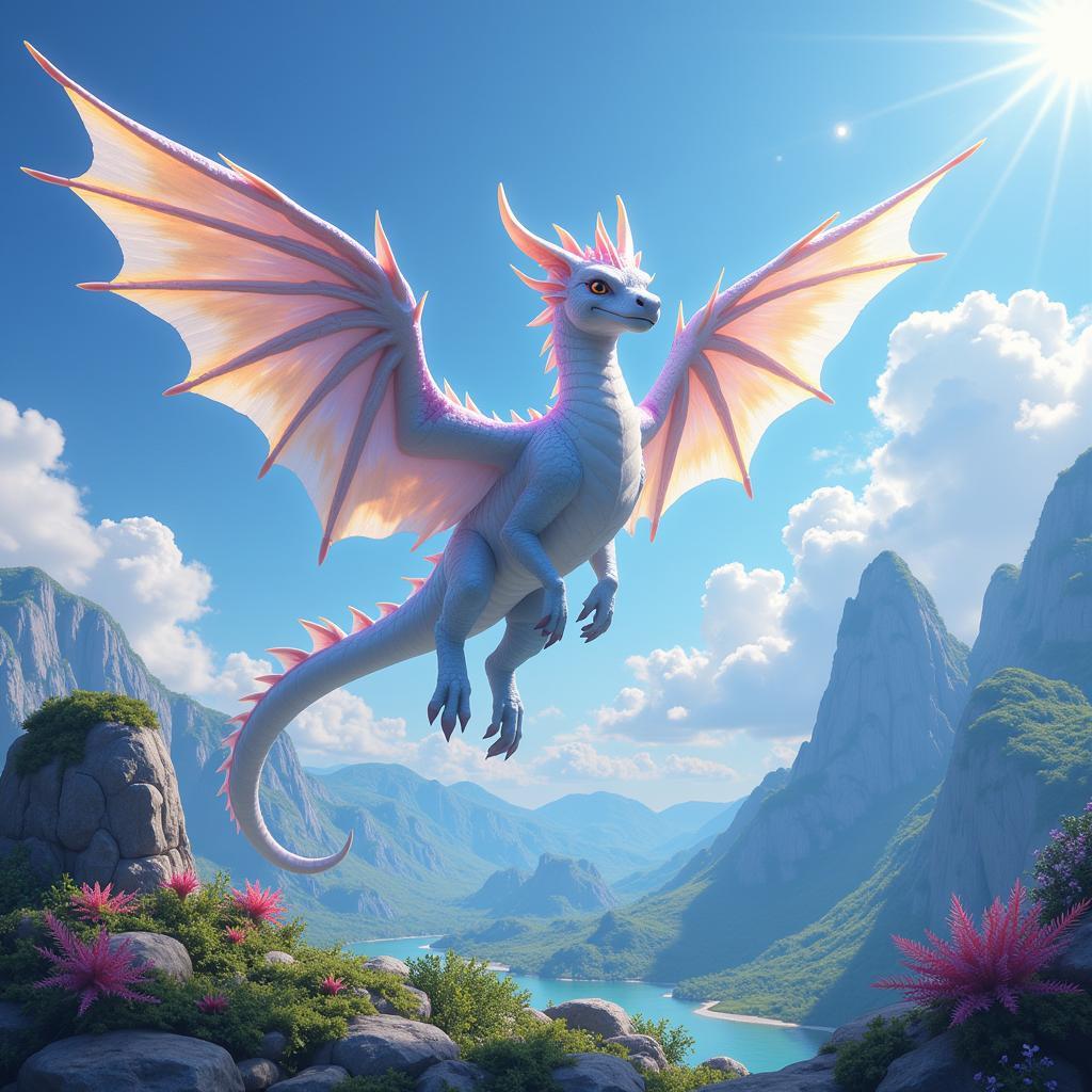 Crystal Wyvern soaring above the Crystal Isles