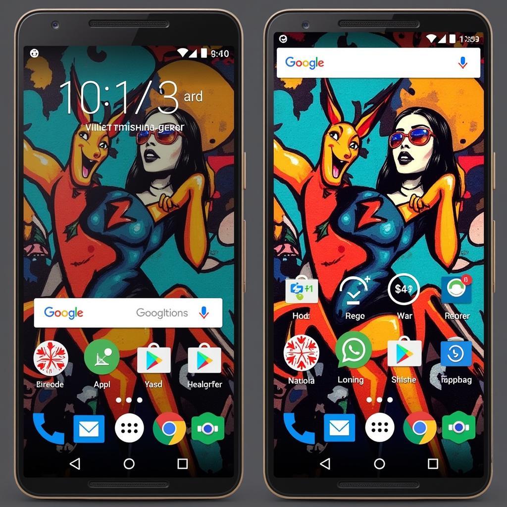 Customized Android Home Screen with Street Art Theme