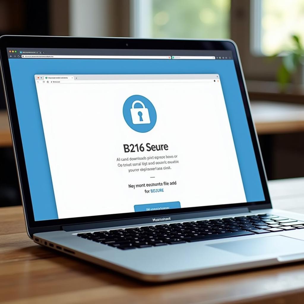 Laptop displaying a secure download page