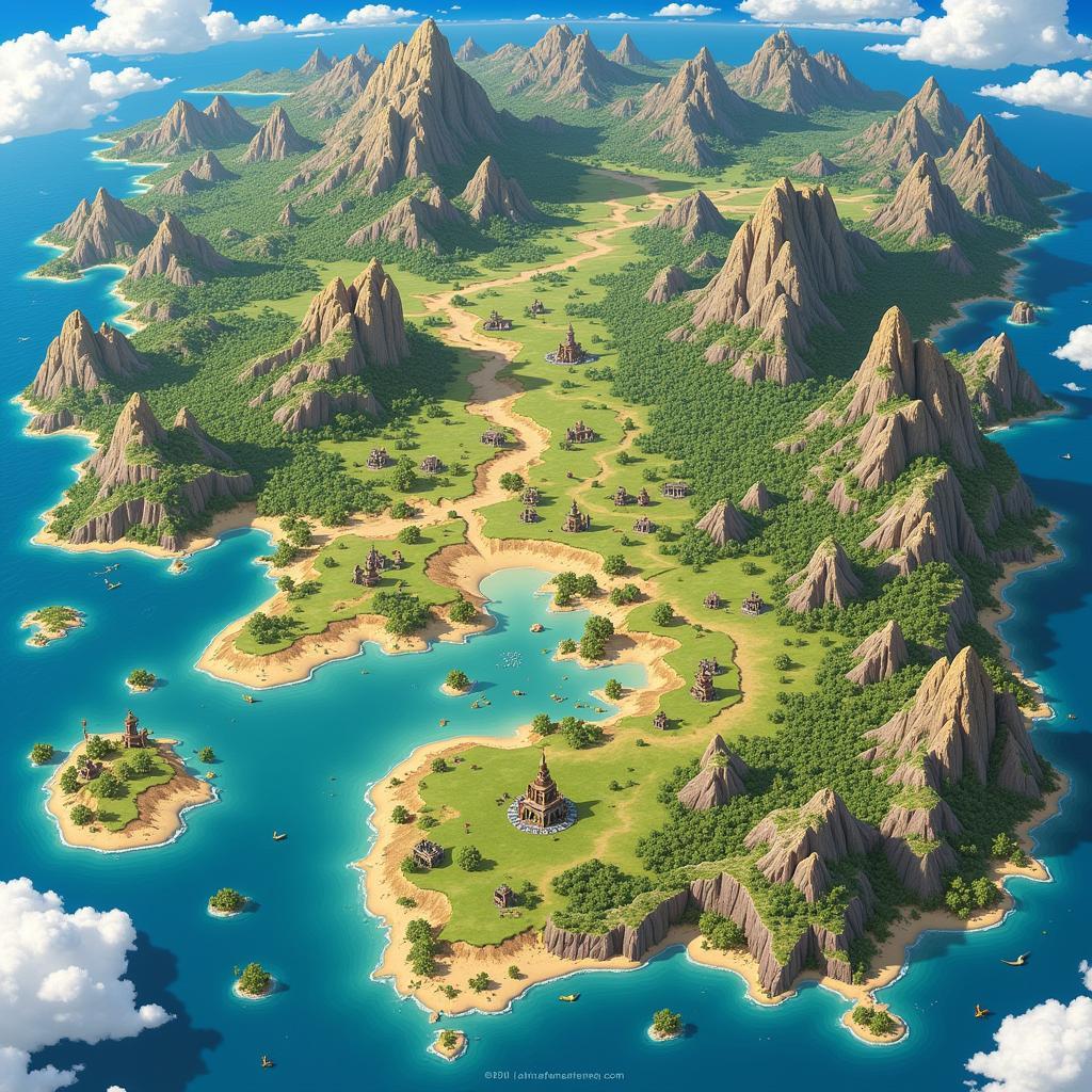 A sprawling world map of Dragon Quest VIII.