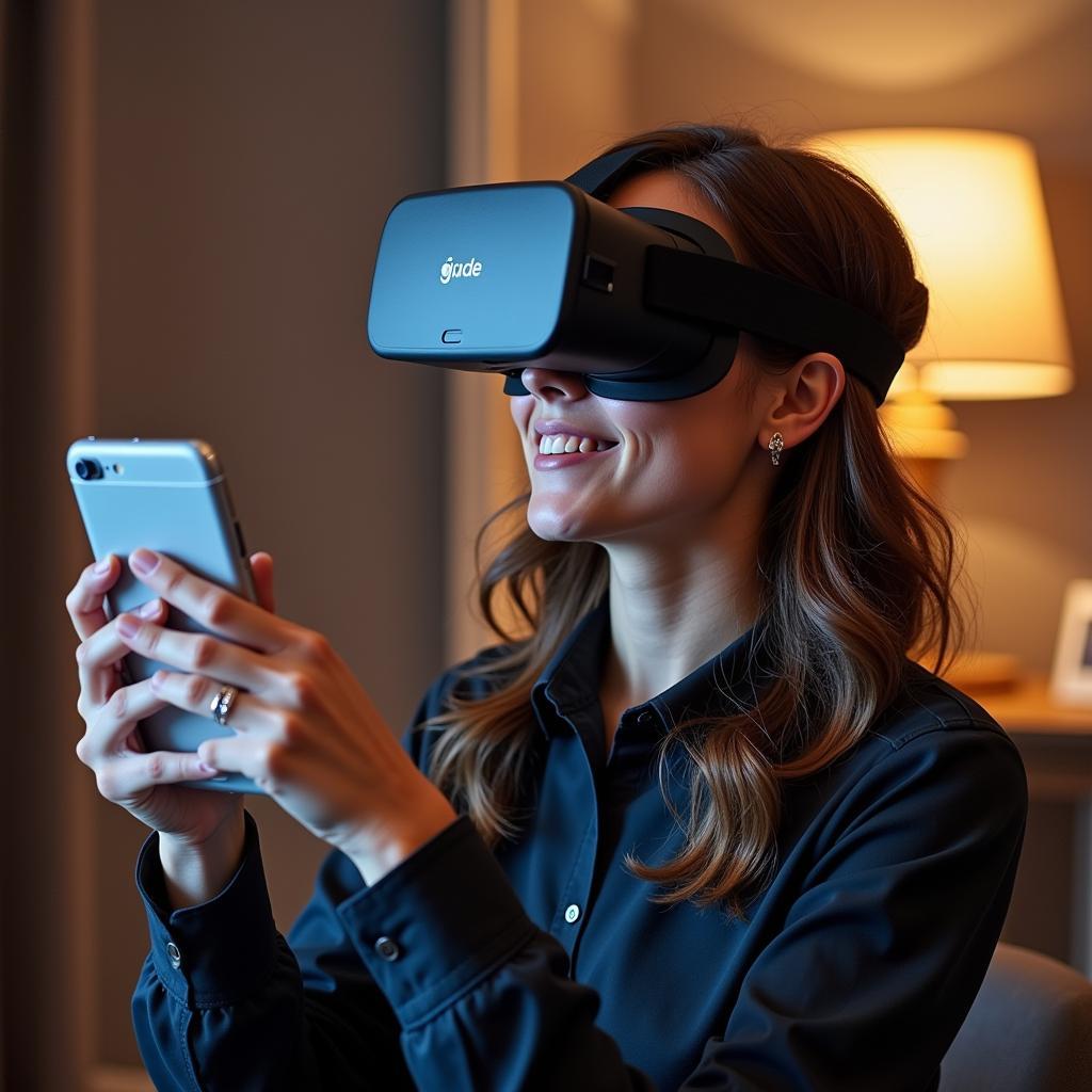 Person enjoying VR experience with Cardboard viewer