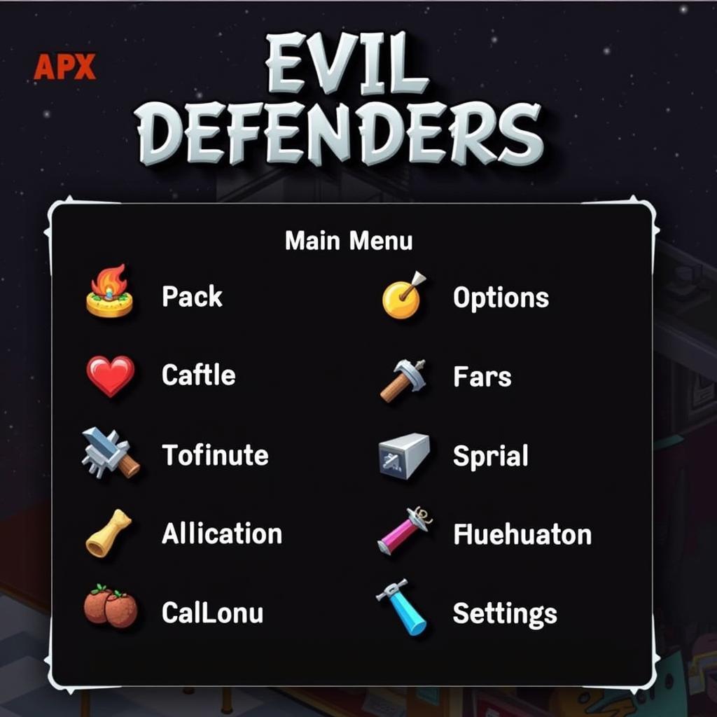 Evil Defenders Mod APK Main Menu