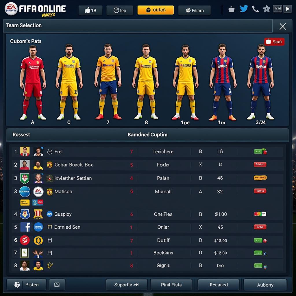 FIFA Online 3 Team Selection Screen