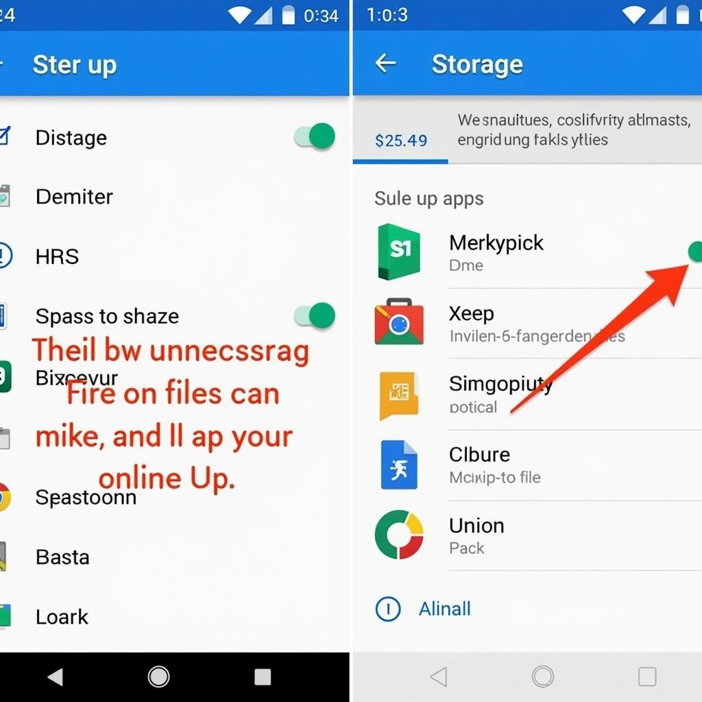 Android device storage settings