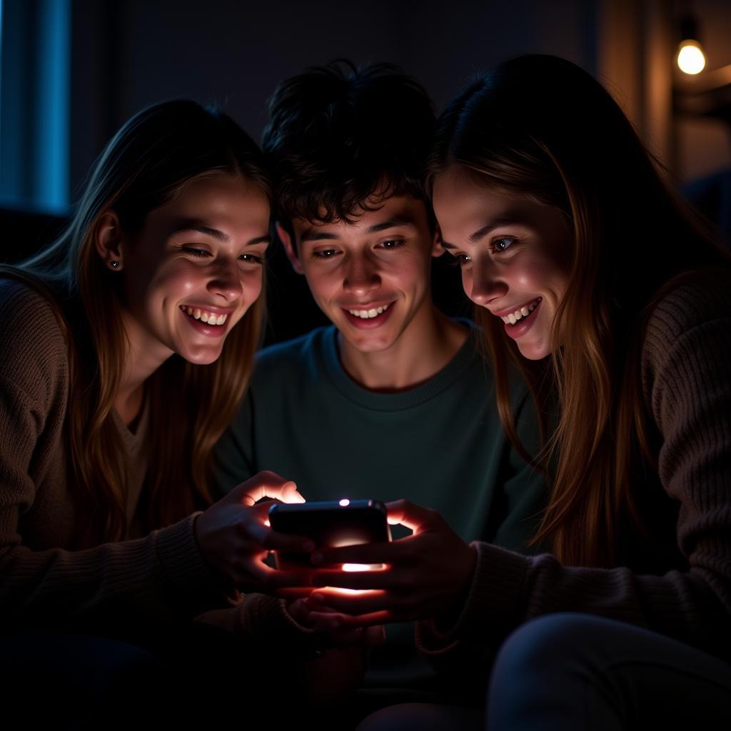 Friends Enjoying Mobile Games Together