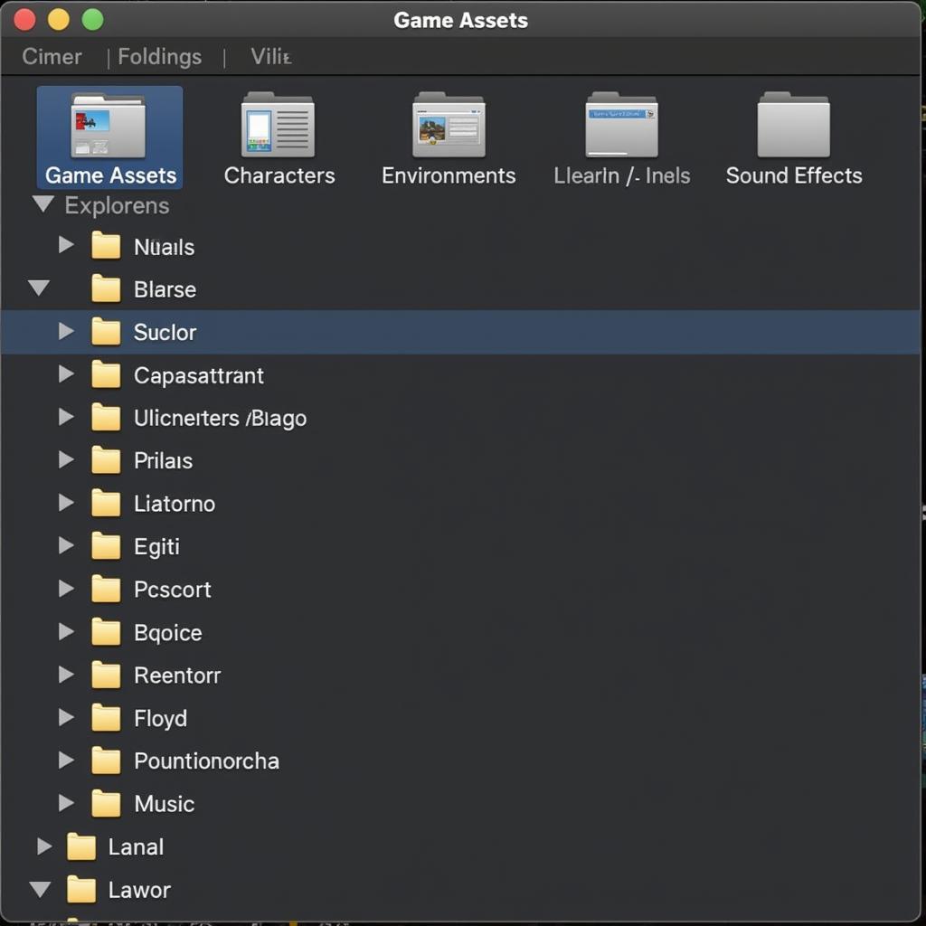 Organized folder structure for game assets