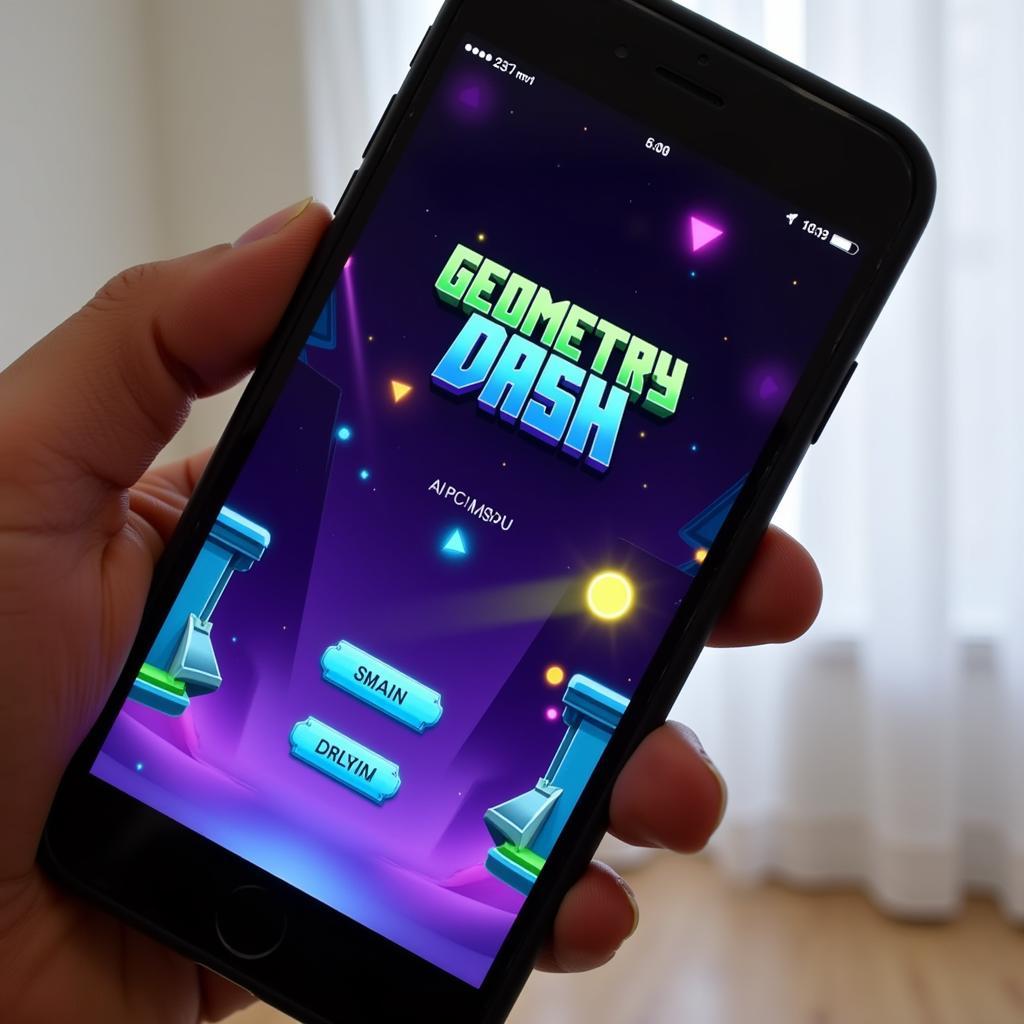 Geometry Dash game interface on mobile