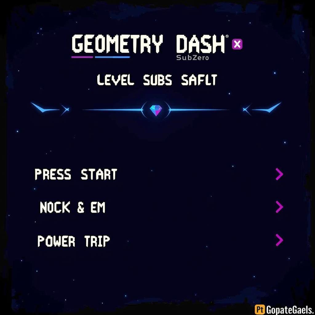 Geometry Dash SubZero levels selection screen