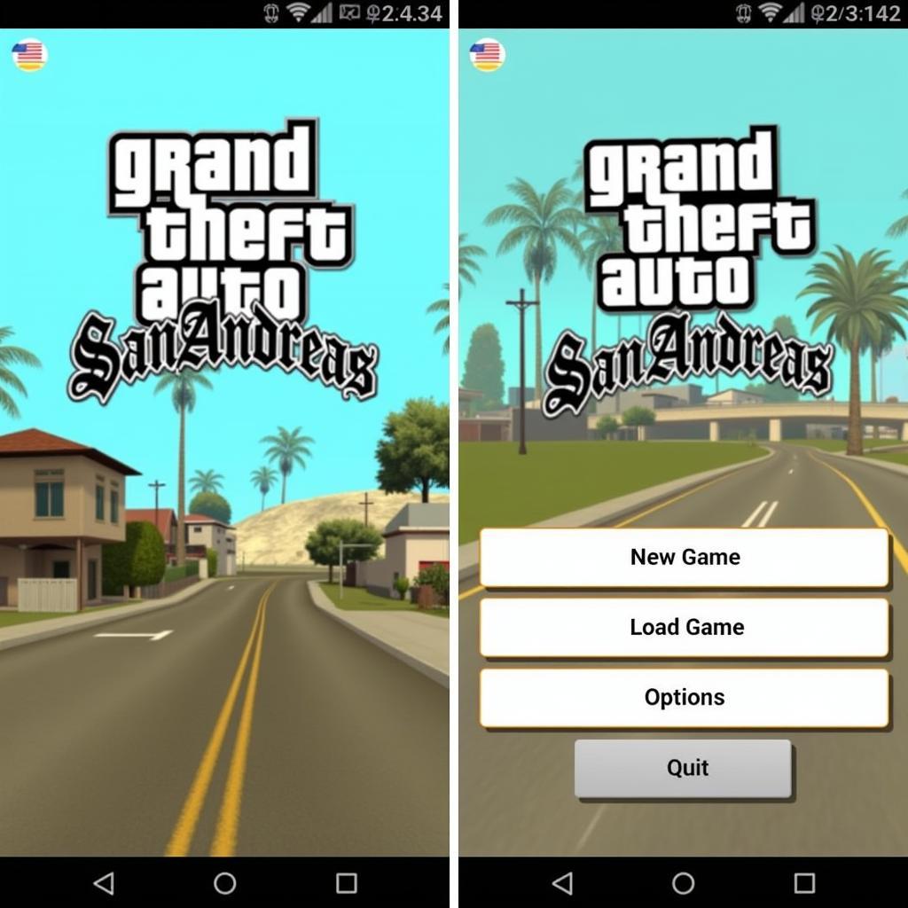 GTA San Andreas Game Menu on Android Device