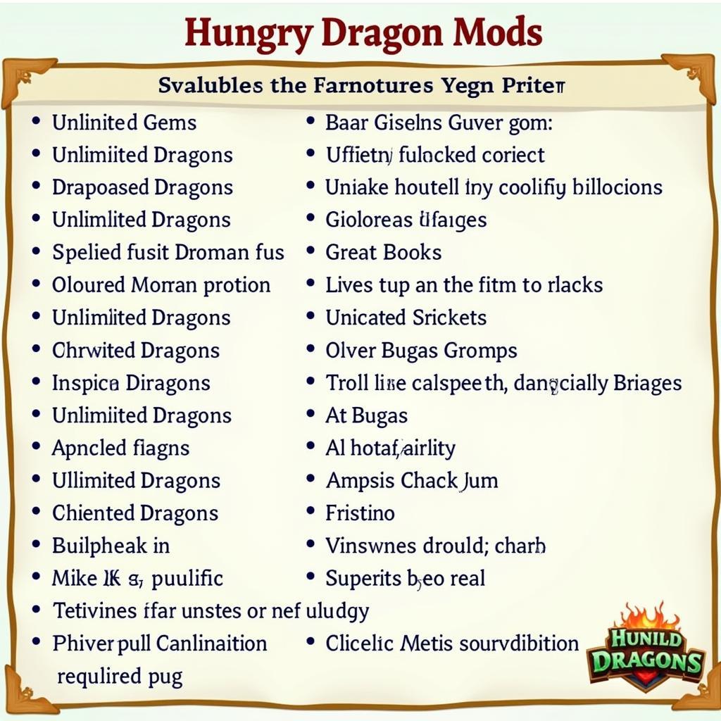 Hungry Dragon Mod Features