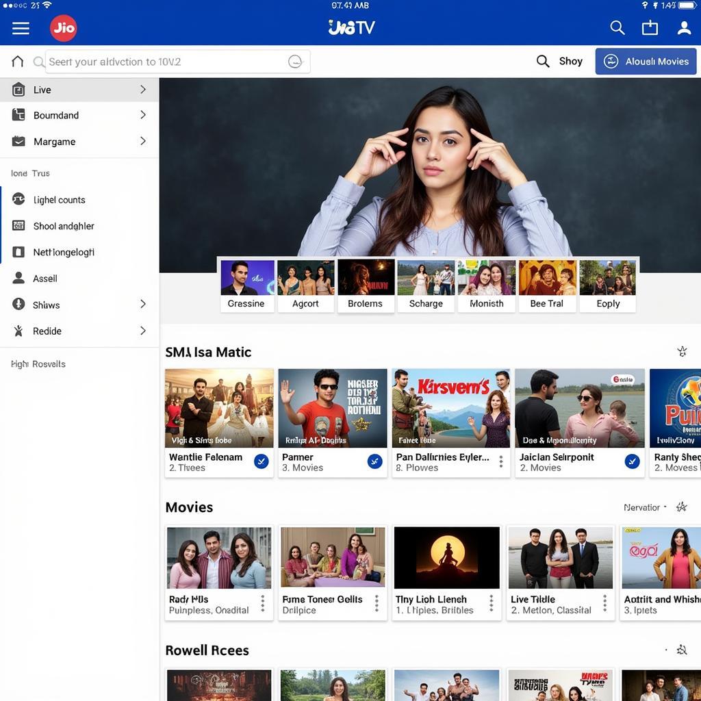 JioTV APK Homepage