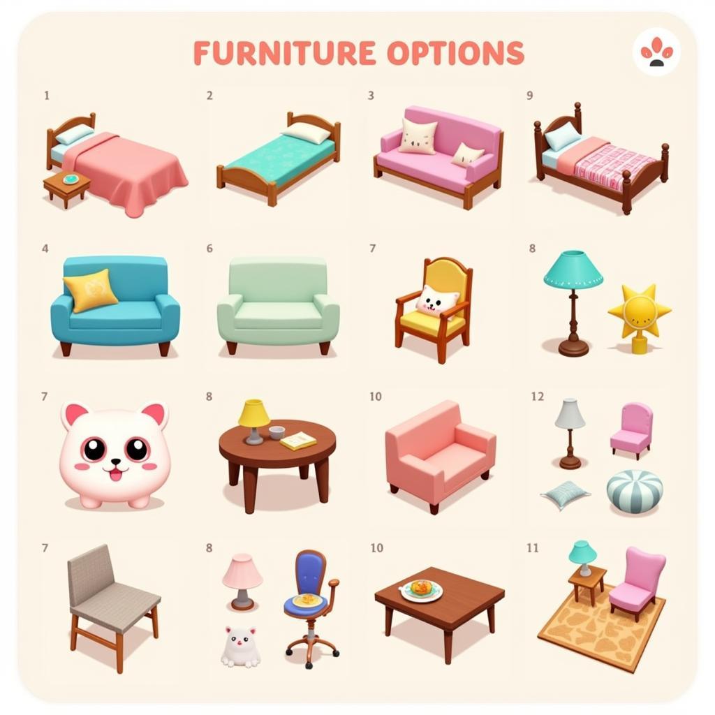 Kawaii Design Home Mod APK Furniture Options