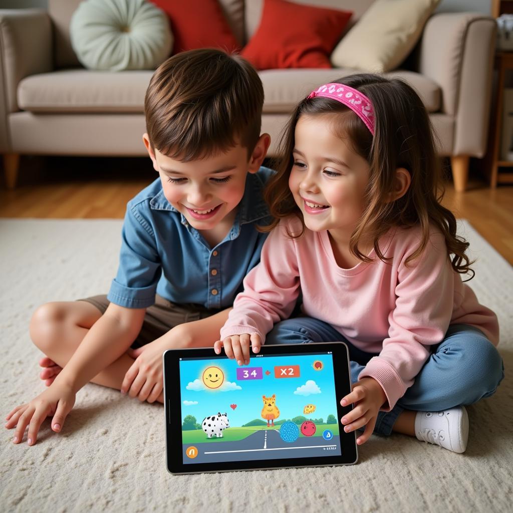 Children Engaged in an Educational APK Game