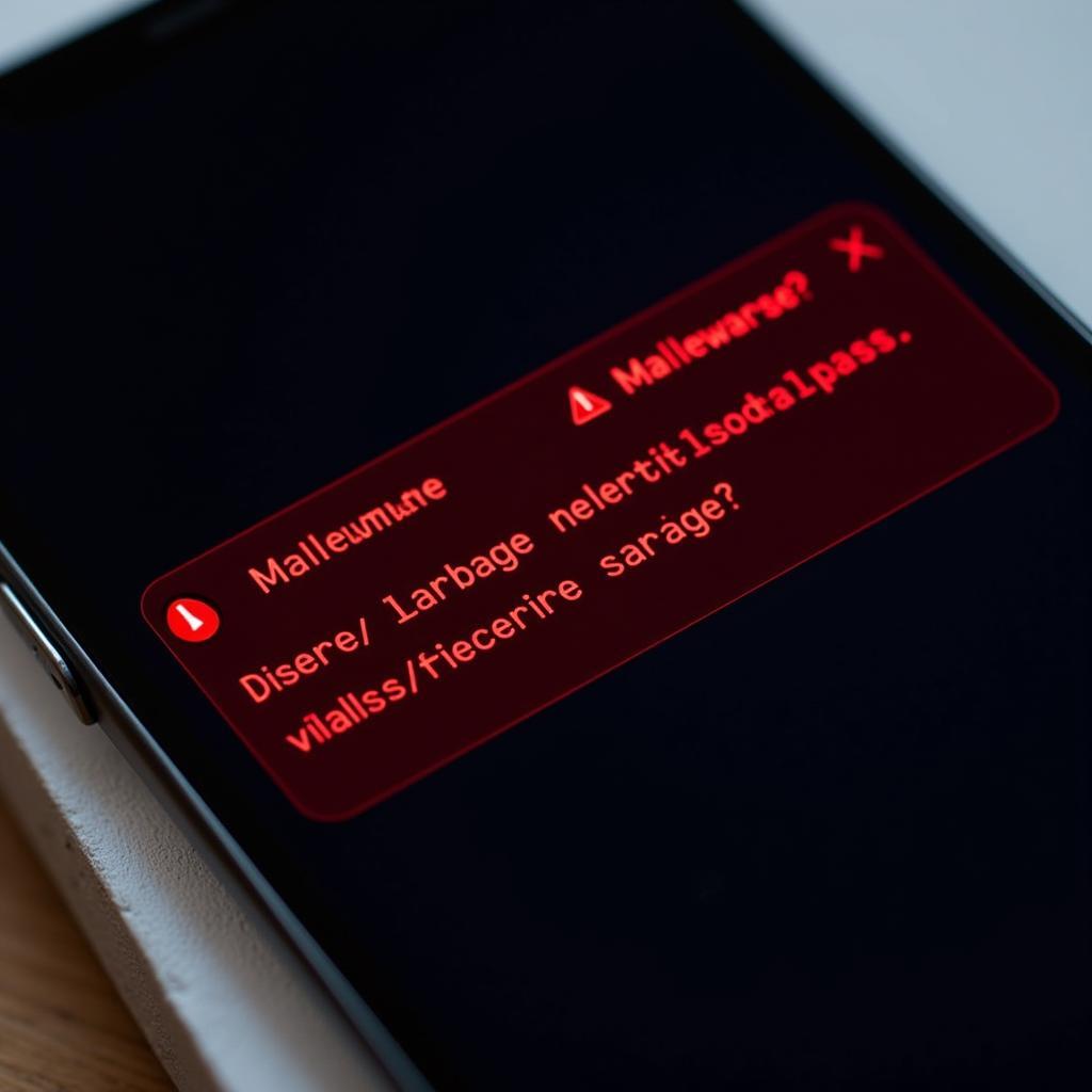 Smartphone displaying malware warning