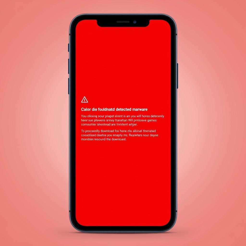 Smartphone displaying a malware warning