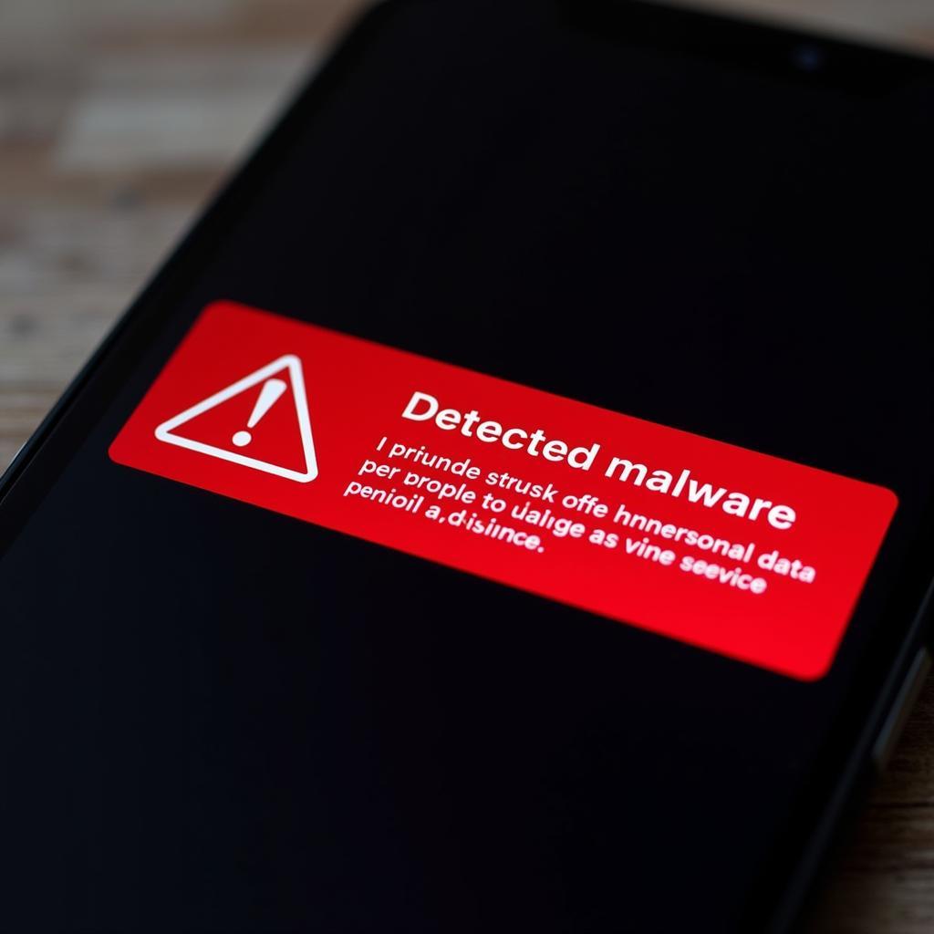 Smartphone screen displaying malware warning