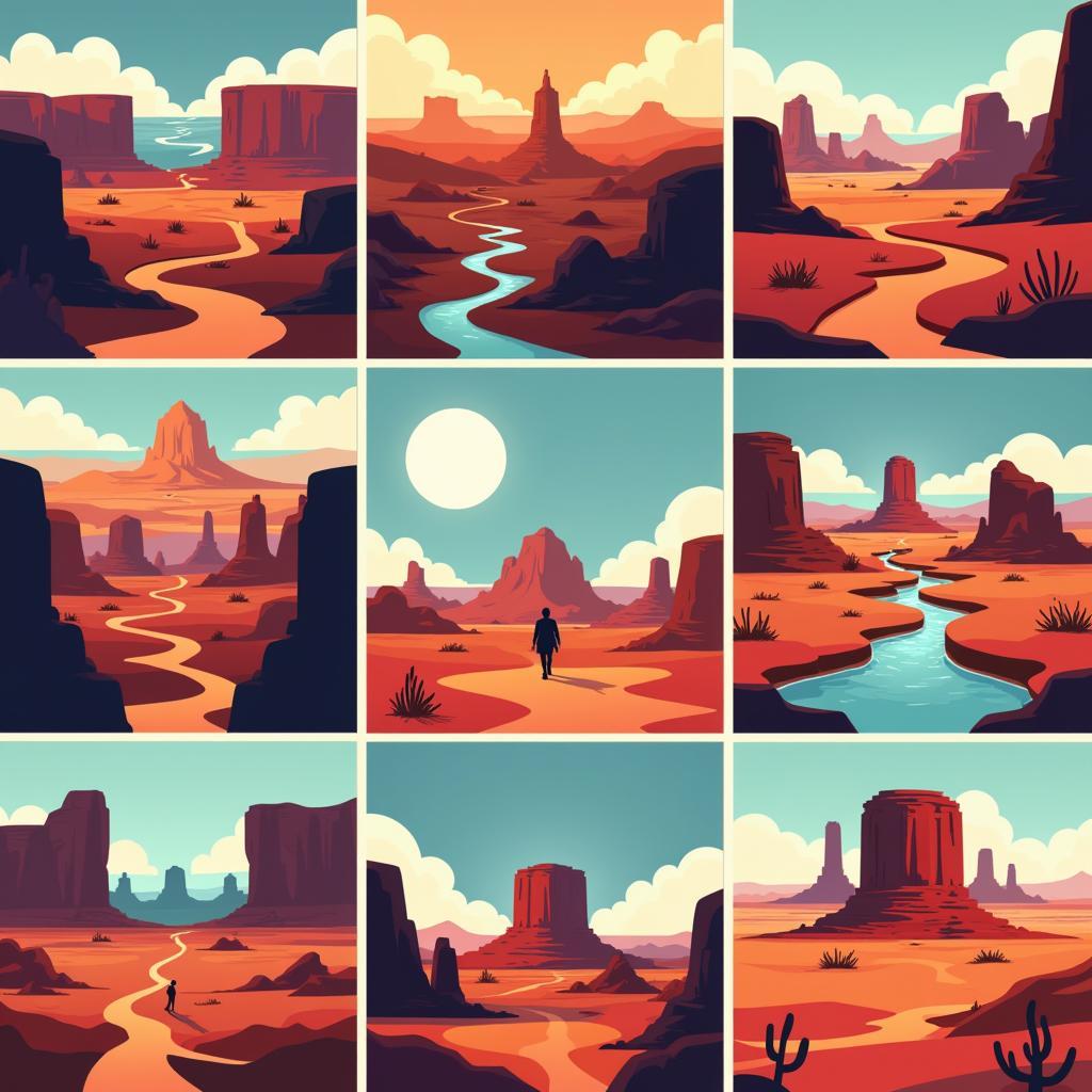 Screenshot of various levels in Monument Valley