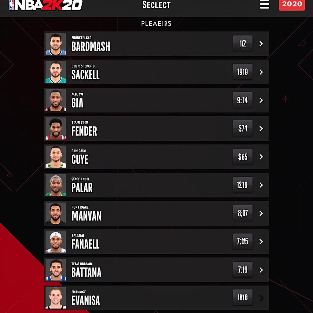 NBA 2K20 Mobile Roster Selection