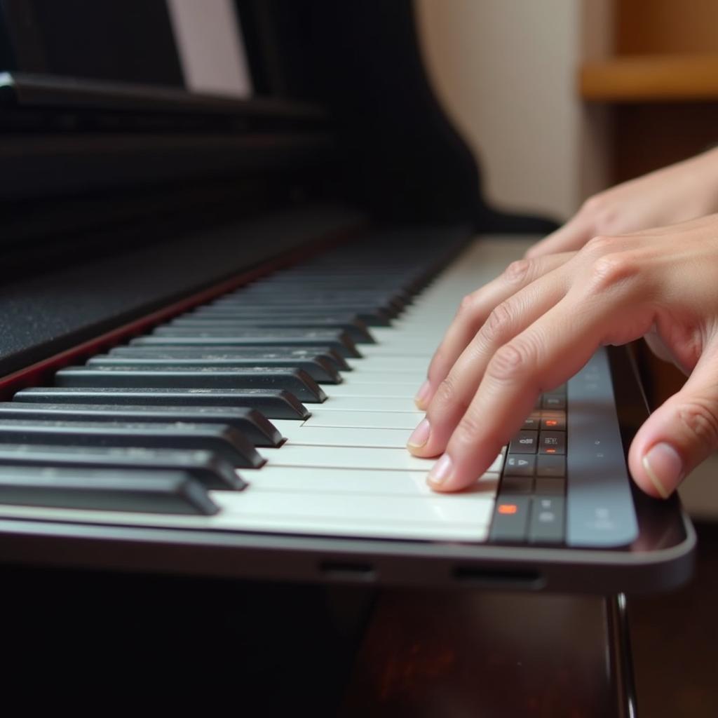 Close-up of a Hand Using a Piano APK