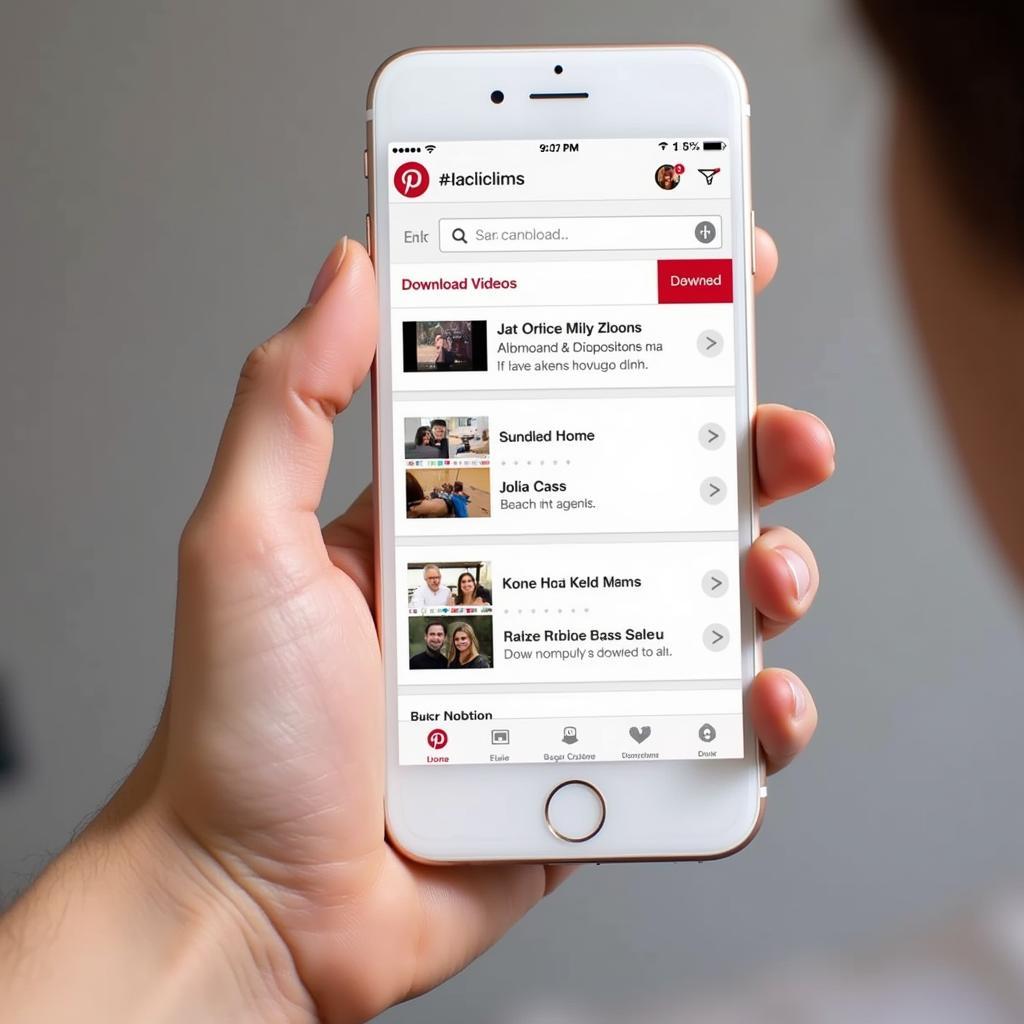 Pinterest video downloader app on a smartphone screen
