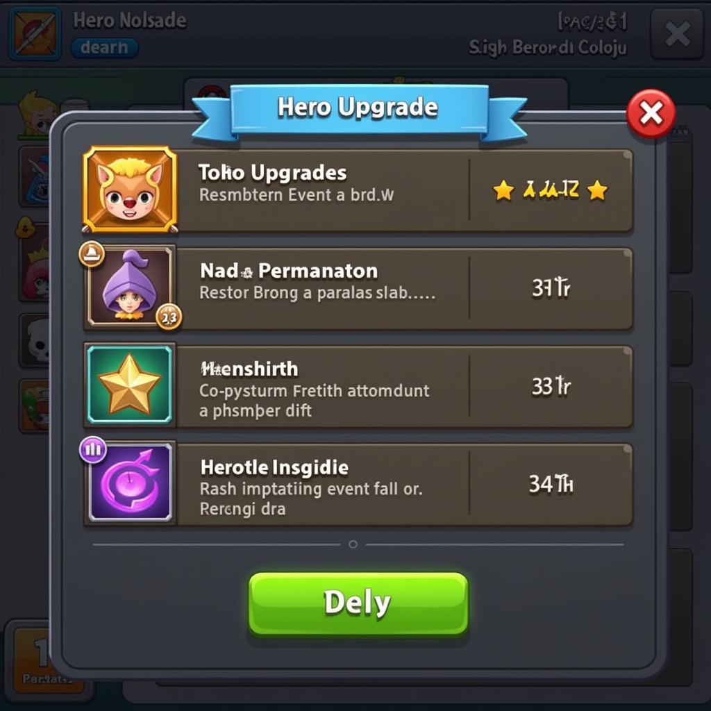 Pocket Heroes Hero Upgrade Interface