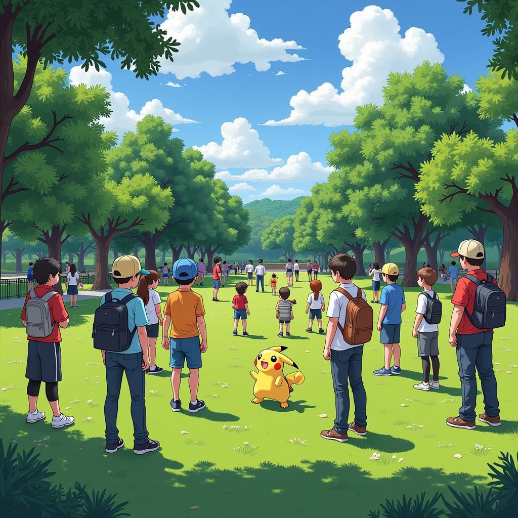 Pokemon Go community event with players gathered