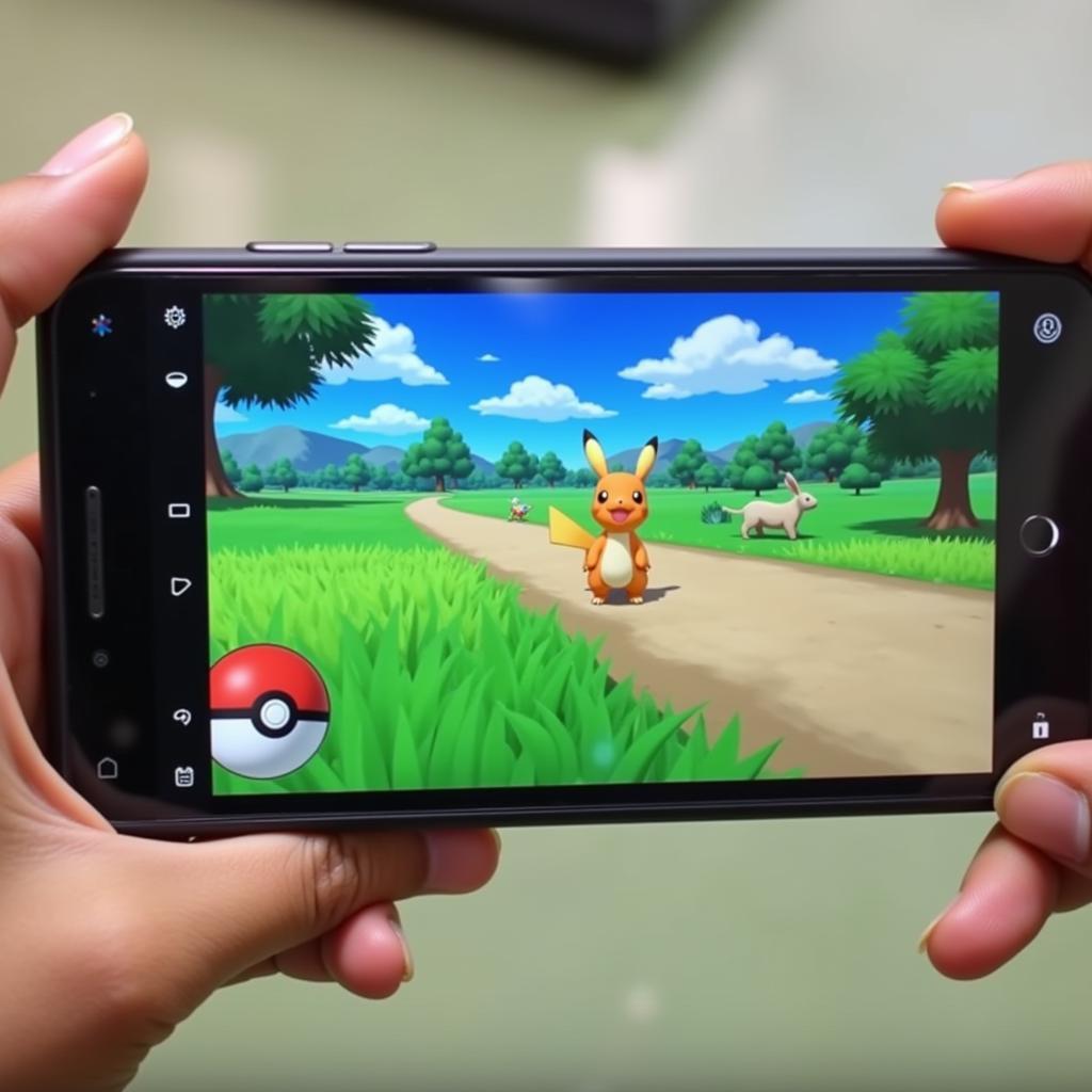 Pokemon Ultra Sun running on an Android device