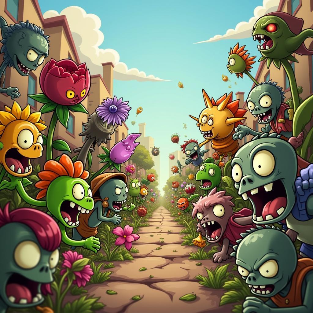 Intense Battle in Plants vs. Zombies 3