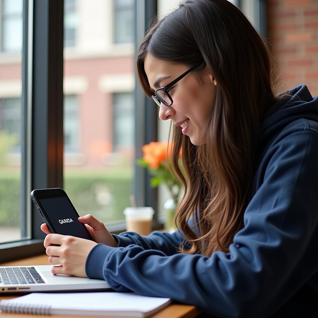 Student using QANDA app on their phone