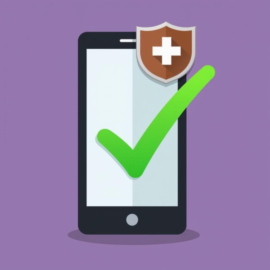 Smartphone with a shield and a checkmark, symbolizing safe autoclicker usage